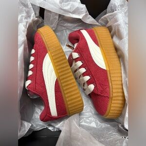 Fenty x Puma Creeper Phatty Corduroy sneakers in Club Red with a gum sole, 12